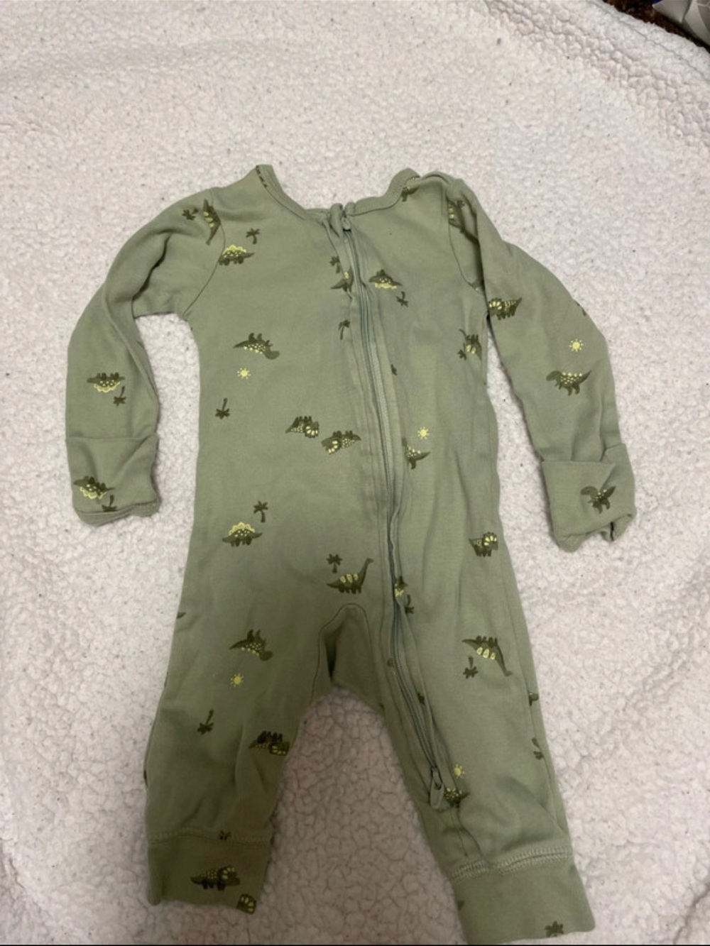 Green Dino Zip-Front Baby One-Piece